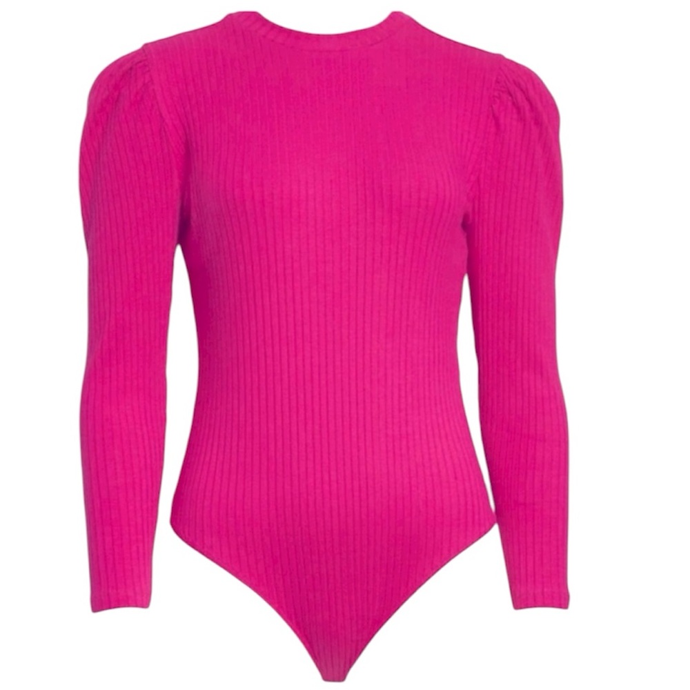 FARM Rio Pink Ribbed Long Sleeve Top